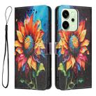 For OPPO Reno14 5G Global Color Drawing Pattern Leather Phone Case(Sunflower) - 3