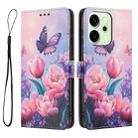 For OPPO Reno14 5G Global Color Drawing Pattern Leather Phone Case(Pink Butterfly) - 3
