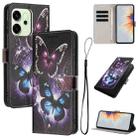 For OPPO Reno14 5G Global Color Drawing Pattern Leather Phone Case(Two Butterflies) - 1