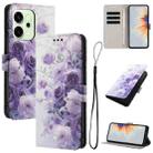 For OPPO Reno14 Pro 5G Global Color Drawing Pattern Leather Phone Case(Purple Rose) - 1