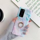 For Huawei P40 Laser Marble Pattern TPU Protective Case with Ring Holder(Rainbow) - 1