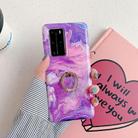 For Huawei P40 Laser Marble Pattern TPU Protective Case with Ring Holder(Purple Marble) - 1