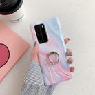 For Huawei P40 Pro / Pro+ Laser Marble Pattern TPU Protective Case with Ring Holder(Pink Floating Cloud) - 1