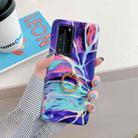 For Huawei P40 Pro / Pro+ Laser Marble Pattern TPU Protective Case with Ring Holder(Purple Cloud) - 1