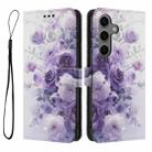 For Samsung Galaxy S25 FE 5G Color Drawing Pattern Leather Phone Case(Purple Rose) - 3