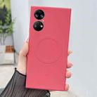 For Huawei P50 Solid Color Liquid Silicone MagSafe Magnetic Phone Case(Camellia Red) - 1