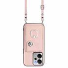For Realme 14 / P3 5G / Neo7x Organ Card Bag Ring Holder Phone Case with Long Lanyard(Pink) - 2