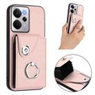 For Realme 14 / P3 5G / Neo7x Organ Card Bag Ring Holder Phone Case with Long Lanyard(Pink) - 3