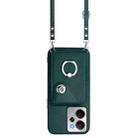 For Realme 14 / P3 5G / Neo7x Organ Card Bag Ring Holder Phone Case with Long Lanyard(Green) - 2