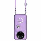 For Realme 14 Pro+ Organ Card Bag Ring Holder Phone Case with Long Lanyard(Purple) - 2