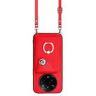 For Realme 14 Pro+ Organ Card Bag Ring Holder Phone Case with Long Lanyard(Red) - 2