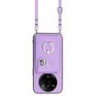 For Realme 14 Pro Organ Card Bag Ring Holder Phone Case with Long Lanyard(Purple) - 2