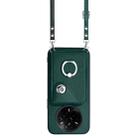 For Realme 14 Pro Organ Card Bag Ring Holder Phone Case with Long Lanyard(Green) - 2