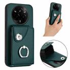 For Realme 14 Pro Organ Card Bag Ring Holder Phone Case with Long Lanyard(Green) - 3