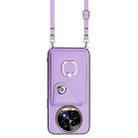 For Realme 13 Pro / 13 Pro+ 5G Organ Card Bag Ring Holder Phone Case with Long Lanyard(Purple) - 2