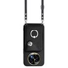 For Realme 13 Pro / 13 Pro+ 5G Organ Card Bag Ring Holder Phone Case with Long Lanyard(Black) - 2