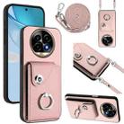 For Realme 13 Pro / 13 Pro+ 5G Organ Card Bag Ring Holder Phone Case with Long Lanyard(Pink) - 1