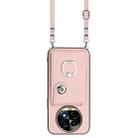 For Realme 13 Pro / 13 Pro+ 5G Organ Card Bag Ring Holder Phone Case with Long Lanyard(Pink) - 2