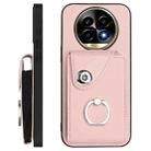 For Realme 13 Pro / 13 Pro+ 5G Organ Card Bag Ring Holder Phone Case with Long Lanyard(Pink) - 3