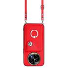 For Realme 13 Pro / 13 Pro+ 5G Organ Card Bag Ring Holder Phone Case with Long Lanyard(Red) - 2