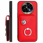 For Realme 13 Pro / 13 Pro+ 5G Organ Card Bag Ring Holder Phone Case with Long Lanyard(Red) - 3