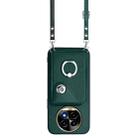 For Realme 13 Pro / 13 Pro+ 5G Organ Card Bag Ring Holder Phone Case with Long Lanyard(Green) - 2