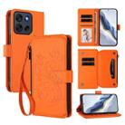 For Motorola Moto G56 5G Butterfly Love Flower Multi-card Zipper Wallet Leather Phone Case(Orange) - 1