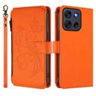 For Motorola Moto G56 5G Butterfly Love Flower Multi-card Zipper Wallet Leather Phone Case(Orange) - 2