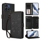 For Motorola Moto G56 5G Butterfly Love Flower Multi-card Zipper Wallet Leather Phone Case(Black) - 1