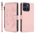 For Motorola Moto G56 5G Butterfly Love Flower Multi-card Zipper Wallet Leather Phone Case(Pink) - 2