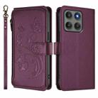 For Motorola Edge 60 Pro Butterfly Love Flower Multi-card Zipper Wallet Leather Phone Case(Dark Purple) - 2
