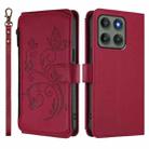 For Motorola Edge 60 Pro Butterfly Love Flower Multi-card Zipper Wallet Leather Phone Case(Wine Red) - 2
