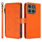 For Motorola Edge 60 Pro Butterfly Love Flower Multi-card Zipper Wallet Leather Phone Case(Orange) - 2