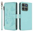 For Motorola Edge 60 Pro Butterfly Love Flower Multi-card Zipper Wallet Leather Phone Case(Mint Green) - 2