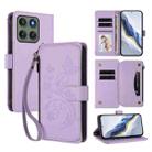 For Motorola Edge 60 Pro Butterfly Love Flower Multi-card Zipper Wallet Leather Phone Case(Light Purple) - 1