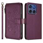 For Motorola Edge 60 Fusion 5G Butterfly Love Flower Multi-card Zipper Wallet Leather Phone Case(Dark Purple) - 2