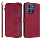 For Motorola Edge 60 Fusion 5G Butterfly Love Flower Multi-card Zipper Wallet Leather Phone Case(Wine Red) - 2