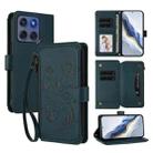 For Motorola Edge 60 Fusion 5G Butterfly Love Flower Multi-card Zipper Wallet Leather Phone Case(Dark Green) - 1
