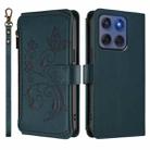 For Motorola Edge 60 Fusion 5G Butterfly Love Flower Multi-card Zipper Wallet Leather Phone Case(Dark Green) - 2