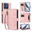 For Motorola Edge 60 Fusion 5G Butterfly Love Flower Multi-card Zipper Wallet Leather Phone Case(Pink) - 1