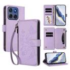 For Motorola Edge 60 Fusion 5G Butterfly Love Flower Multi-card Zipper Wallet Leather Phone Case(Light Purple) - 1