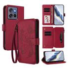 For Motorola Moto G Stylus 5G 2025 Butterfly Love Flower Multi-card Zipper Wallet Leather Phone Case(Wine Red) - 1