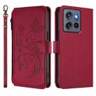 For Motorola Moto G Stylus 5G 2025 Butterfly Love Flower Multi-card Zipper Wallet Leather Phone Case(Wine Red) - 2