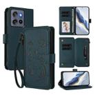 For Motorola Moto G Stylus 5G 2025 Butterfly Love Flower Multi-card Zipper Wallet Leather Phone Case(Dark Green) - 1