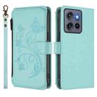 For Motorola Moto G Stylus 5G 2025 Butterfly Love Flower Multi-card Zipper Wallet Leather Phone Case(Mint Green) - 2