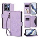 For Motorola Moto G Stylus 5G 2025 Butterfly Love Flower Multi-card Zipper Wallet Leather Phone Case(Light Purple) - 1