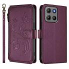 For Motorola Moto G15 / G15 Power Butterfly Love Flower Multi-card Zipper Wallet Leather Phone Case(Dark Purple) - 2