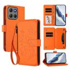 For Motorola Moto G15 / G15 Power Butterfly Love Flower Multi-card Zipper Wallet Leather Phone Case(Orange) - 1