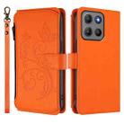 For Motorola Moto G15 / G15 Power Butterfly Love Flower Multi-card Zipper Wallet Leather Phone Case(Orange) - 2