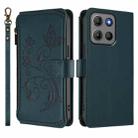 For Motorola Moto G15 / G15 Power Butterfly Love Flower Multi-card Zipper Wallet Leather Phone Case(Dark Green) - 2